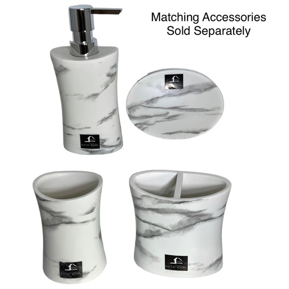 Today’s Living Marble Elite Bath Shower Curtain Easy Care Fabric White Gray - Picture 12 of 13